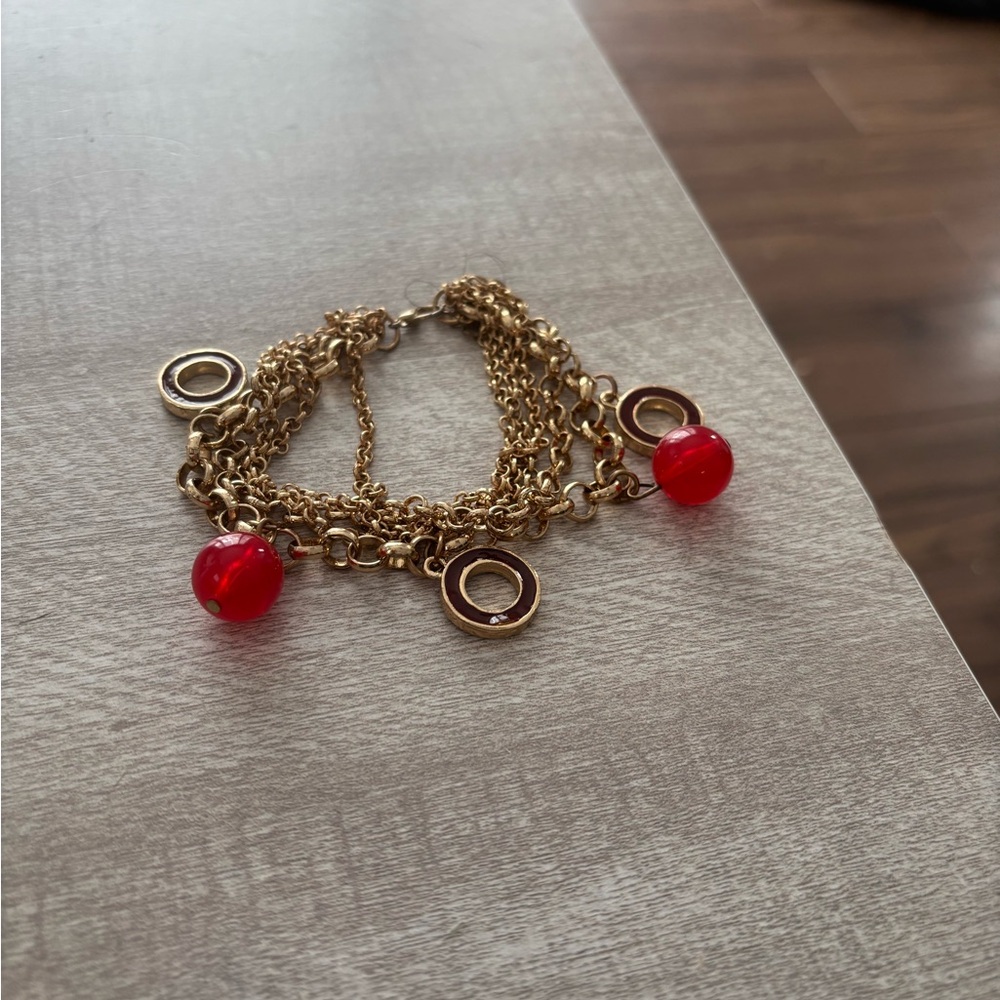 Elegant Chain Bracelet with Red Accents